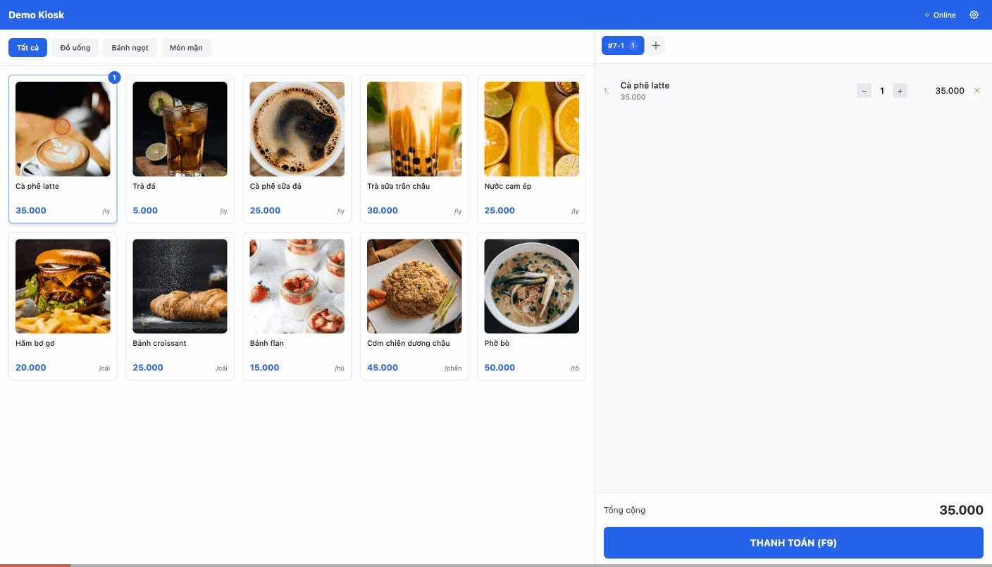 DIY Kiosk Demo - Xem quy trình bán hàng